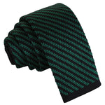 Diagonal Stripe Knitted Skinny Tie - Black and Navy - Well Dapper