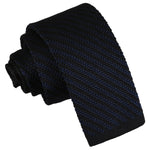 Black and Navy Diagonal Stripe Knitted Skinny Tie