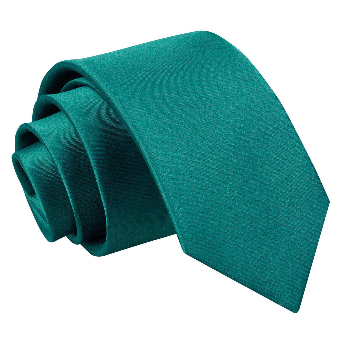 Plain Satin Slim Tie - Teal | Well Dapper