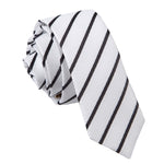 White and Black Single Stripe Skinny Tie
