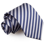 Thin Stripe Classic Tie - White and Teal - Well Dapper