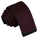 Diagonal Stripe Knitted Skinny Tie - Black and Navy - Well Dapper