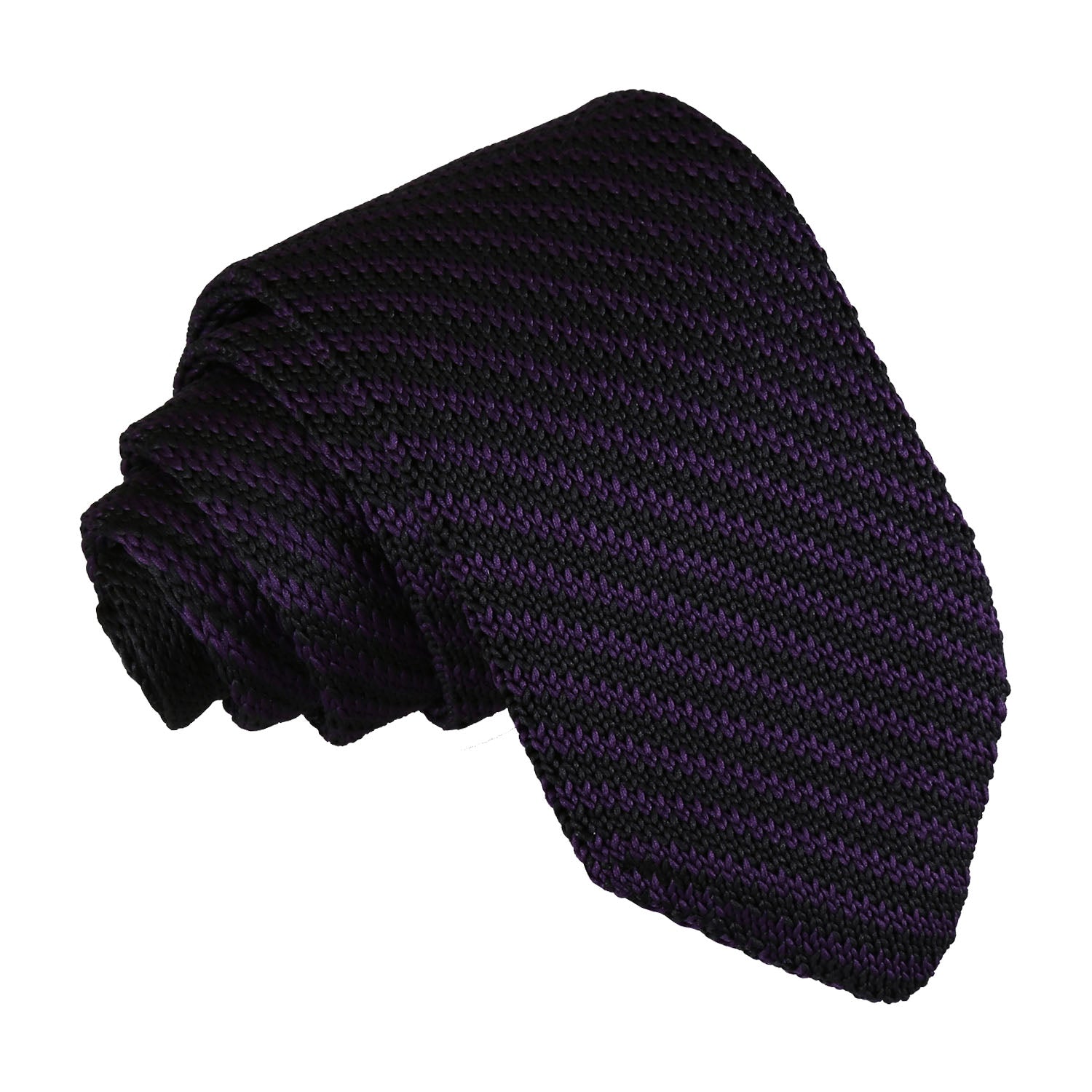 Diagonal Stripe Knitted Slim Tie - Black and Green - Well Dapper