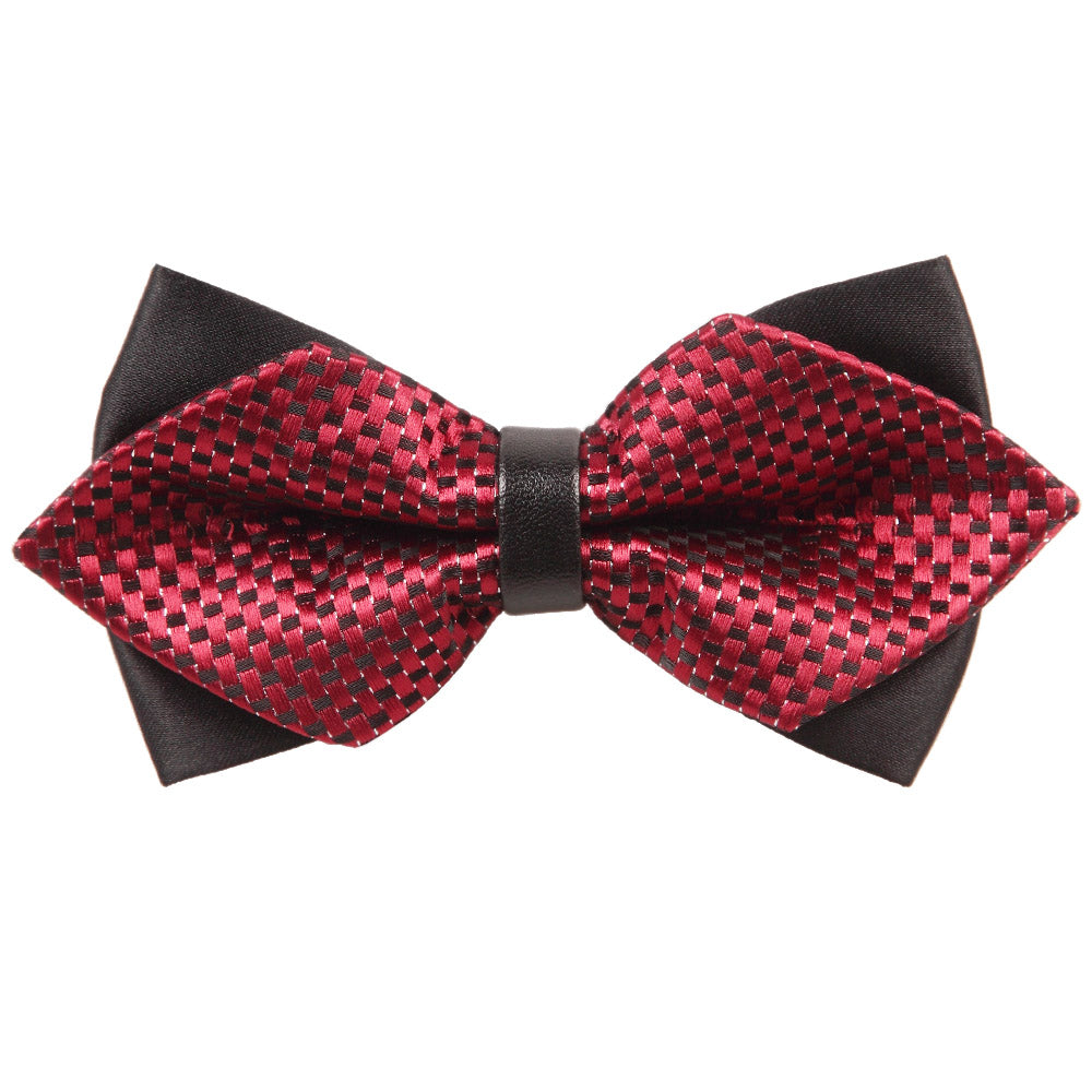 Checkered Red and Black Diamond Tip Pre Tied Bow Tie