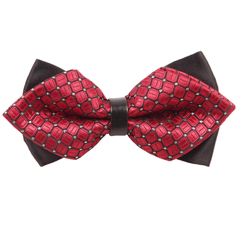 Covert Checks Red Diamond Tip Pre Tied Bow Tie