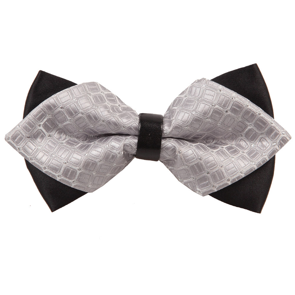 Diamond Tip Pre-Tied Bow Tie - Covert Checks Navy Blue - Well Dapper