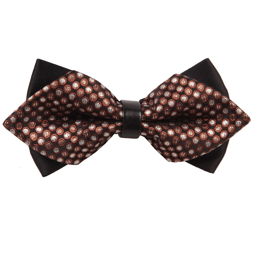 Dragee Dots Brown Diamond Tip Pre Tied Bow Tie