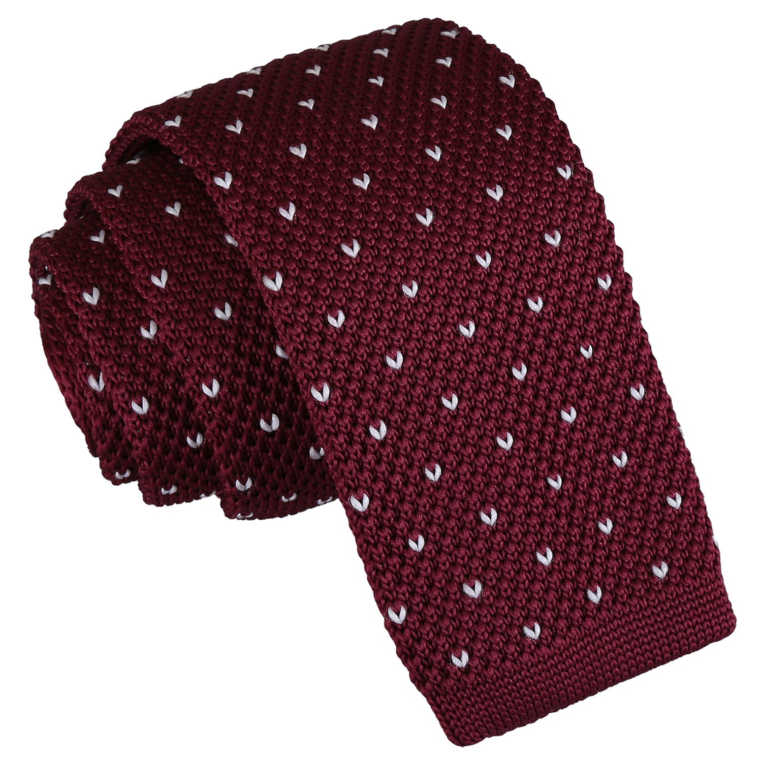 Flecked V Polka Dot Knitted Skinny Tie - Midnight Blue - Well Dapper