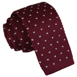 Flecked V Polka Dot Knitted Skinny Tie - Midnight Blue - Well Dapper