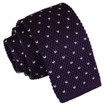 Flecked V Polka Dot Knitted Skinny Tie - Royal Blue - Well Dapper