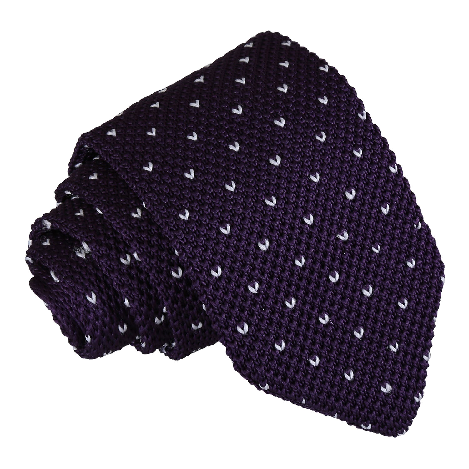 Flecked V Polka Dot Knitted Slim Tie - Burgundy - Well Dapper