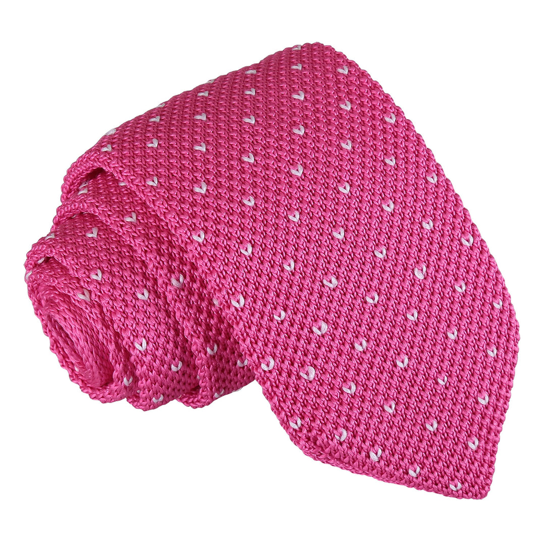 Flecked V Polka Dot Knitted Slim Tie - Burgundy - Well Dapper