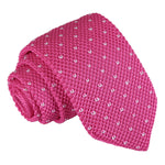 Flecked V Polka Dot Knitted Slim Tie - Burgundy - Well Dapper