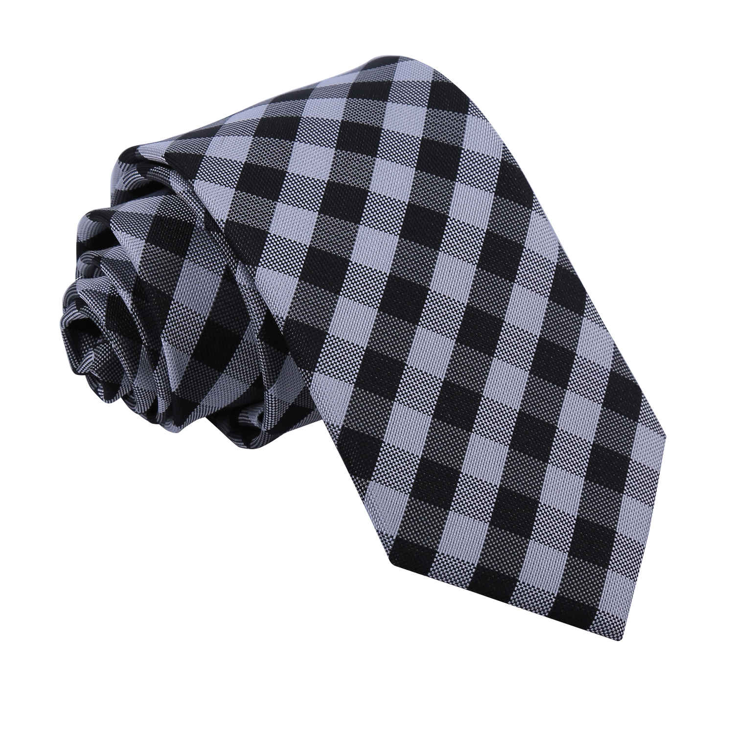 Gingham Check Slim Tie - Turquoise - Well Dapper