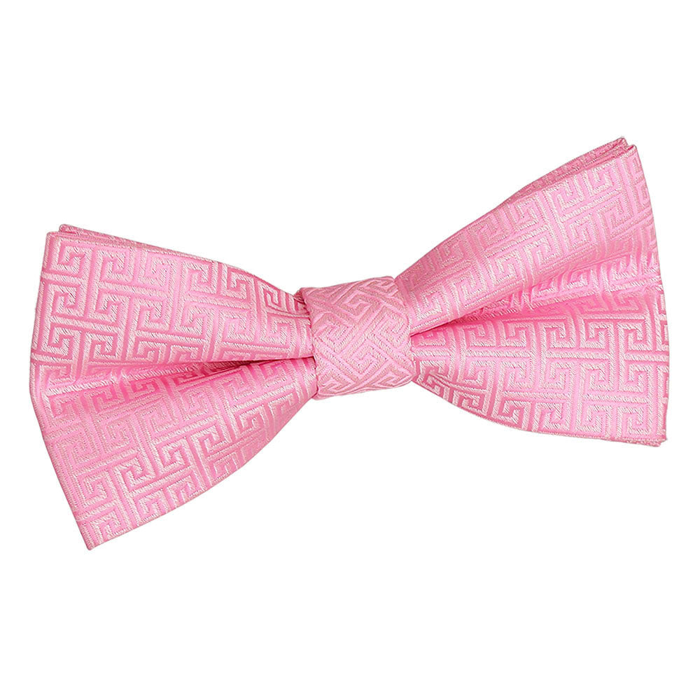 Baby Pink Greek Key Pre Tied Bow Tie