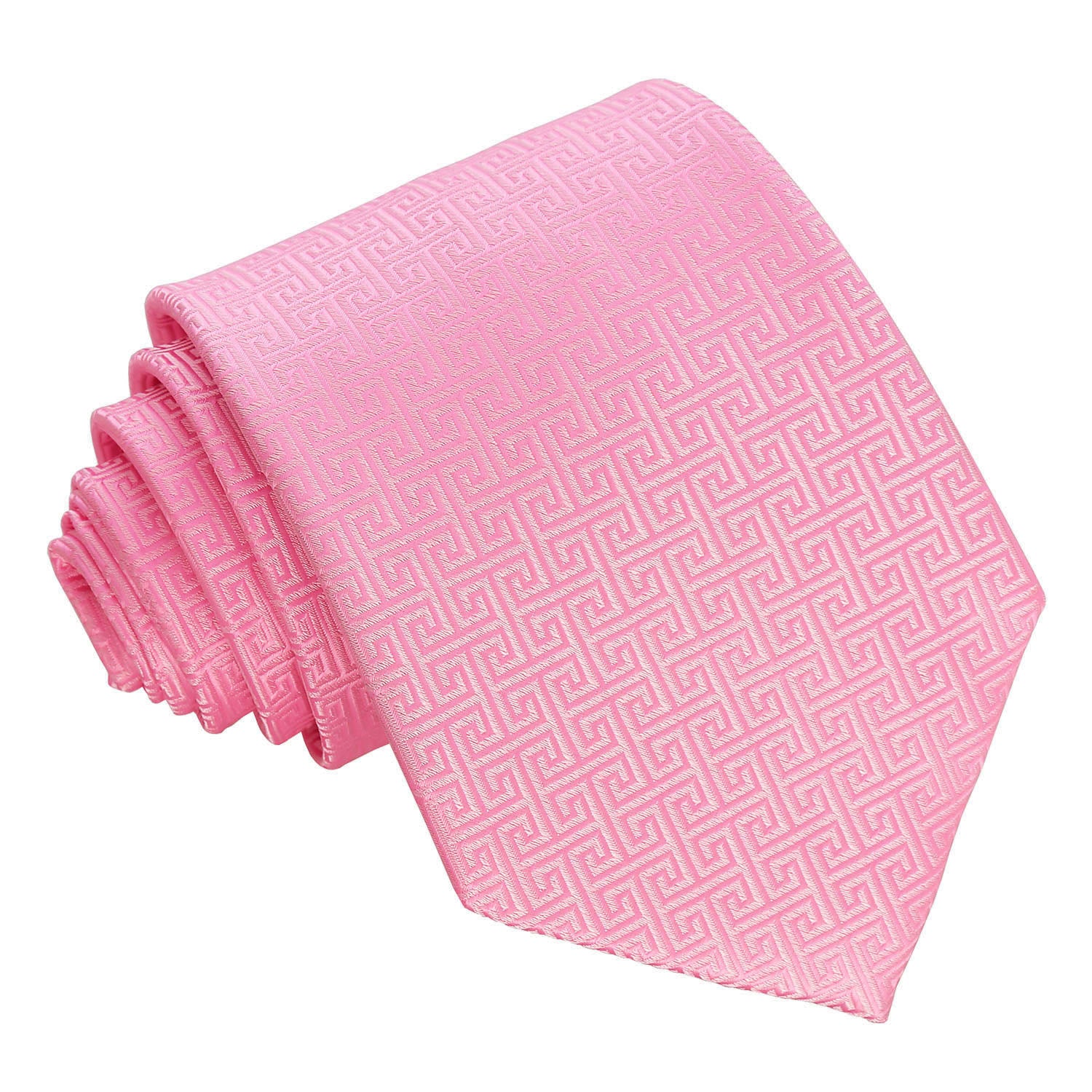Greek Key Classic Tie - Coral - Well Dapper