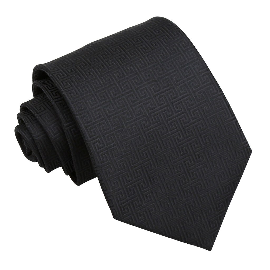 Black Greek Key Classic Tie