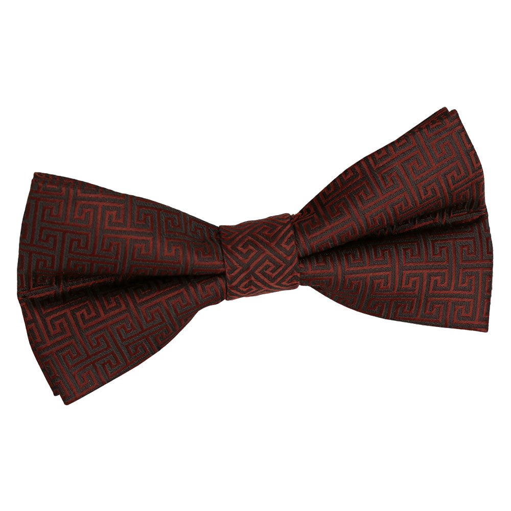 Burgundy Greek Key Pre Tied Bow Tie