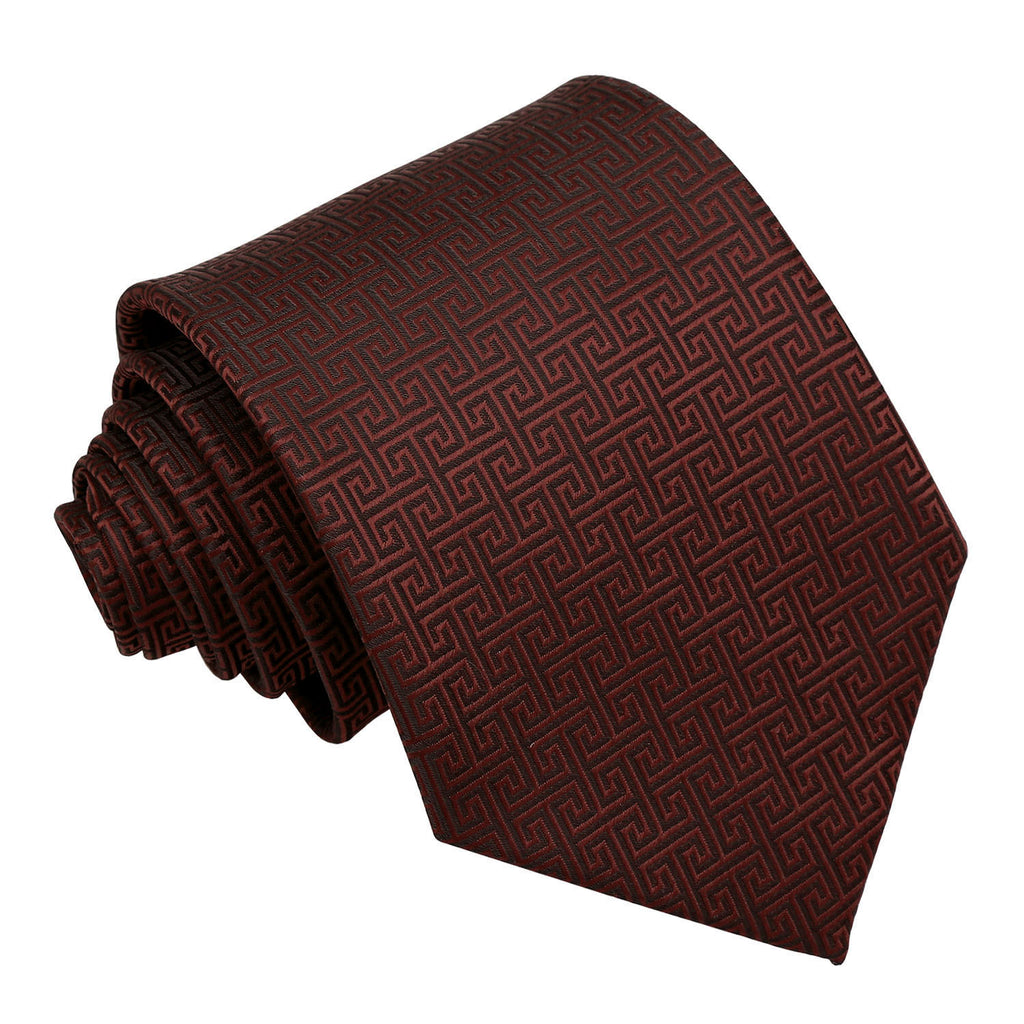 Burgundy Greek Key Classic Tie