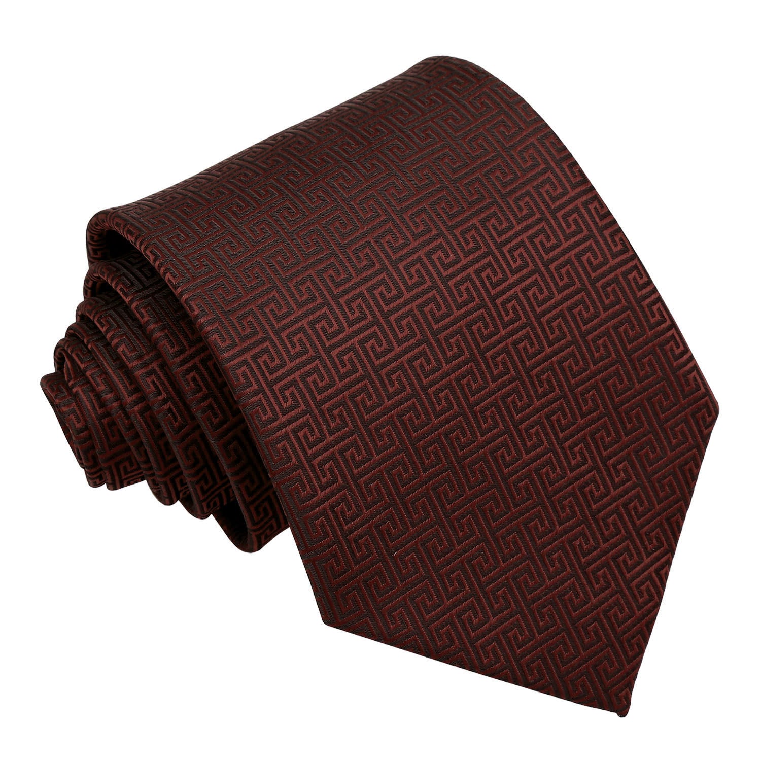 Greek Key Classic Tie - Coral - Well Dapper