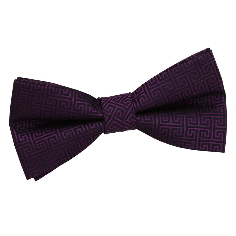 Greek Key Pre-Tied Bow Tie - Ivory - Well Dapper