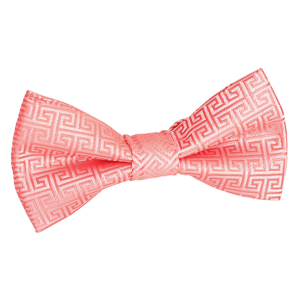 Boys Coral Greek Key Pre Tied Bow Tie