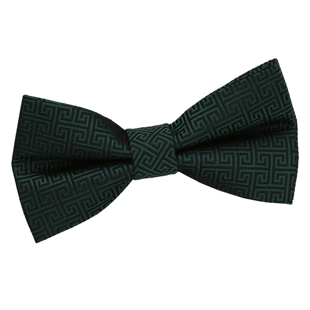 Dark Green Greek Key Pre Tied Bow Tie