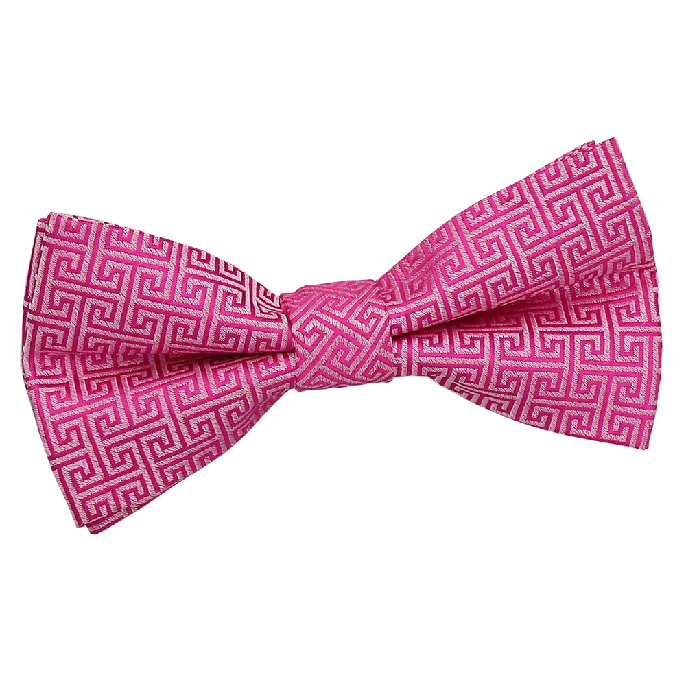 Fuchsia Pink Greek Key Pre Tied Bow Tie