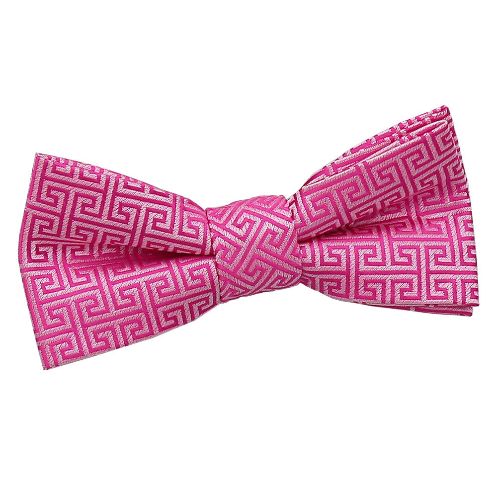 Boys Fuchsia Pink Greek Key Pre Tied Bow Tie