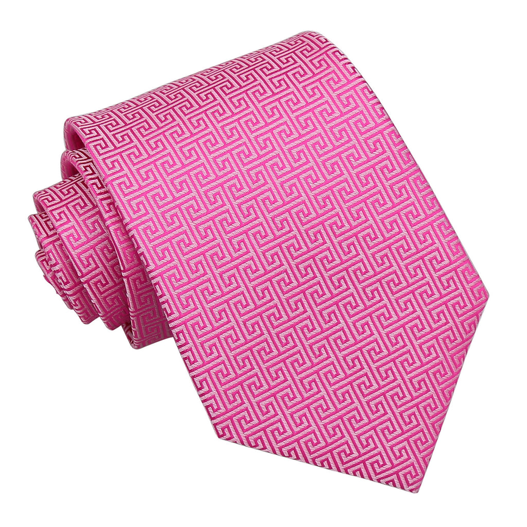 Fuchsia Pink Greek Key Classic Tie