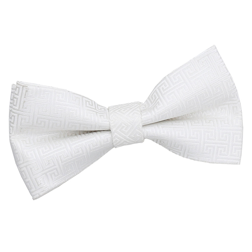 Ivory Greek Key Pre Tied Bow Tie