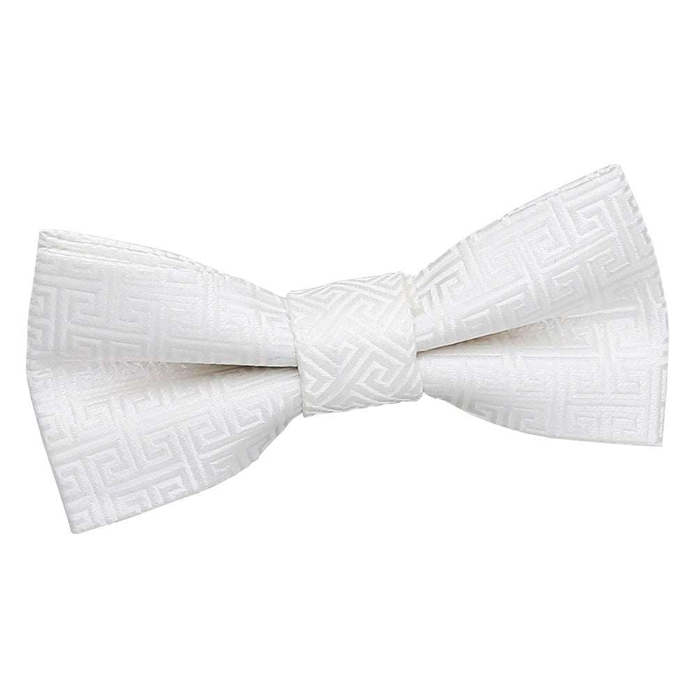 Boys Ivory Greek Key Pre Tied Bow Tie