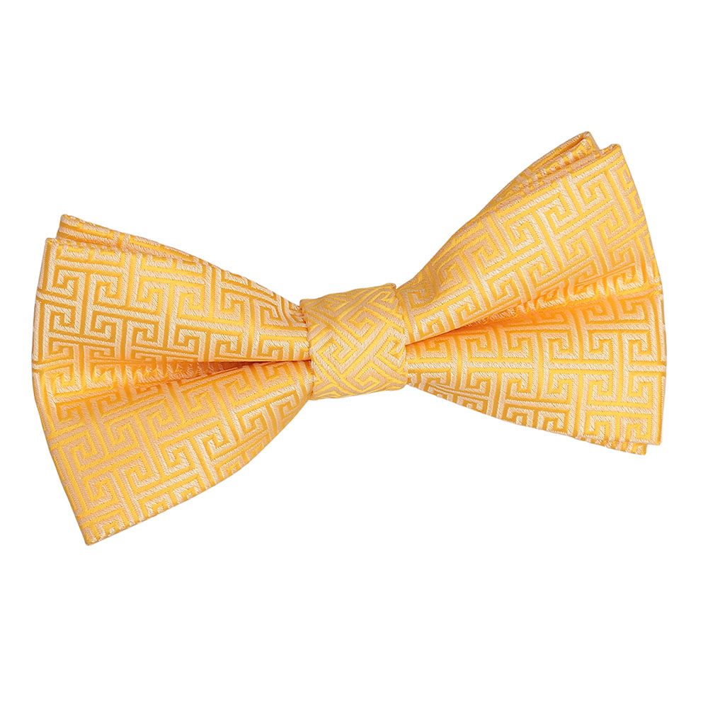 Greek Key Pre-Tied Bow Tie - Ivory - Well Dapper
