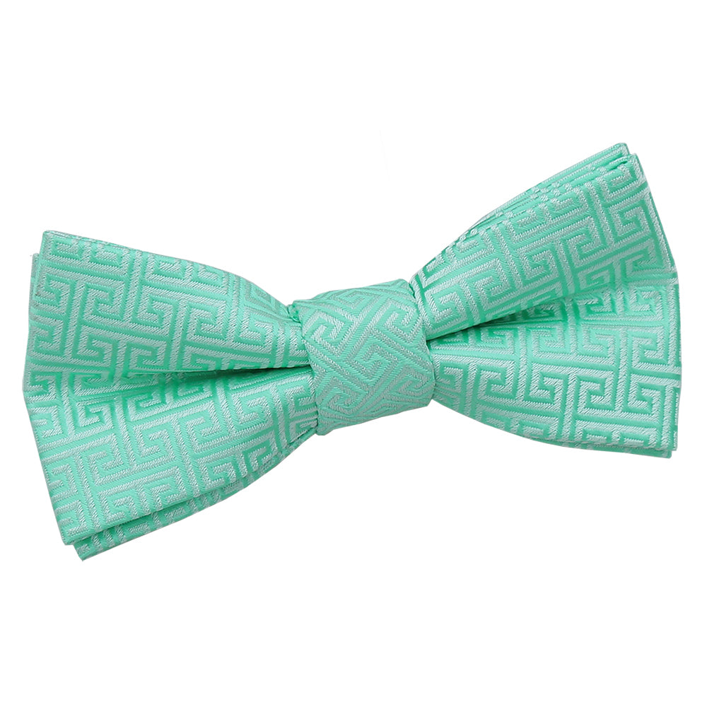 Mint Green Greek Key Pre Tied Bow Tie