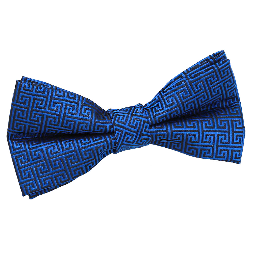 Royal Blue Greek Key Pre Tied Bow Tie