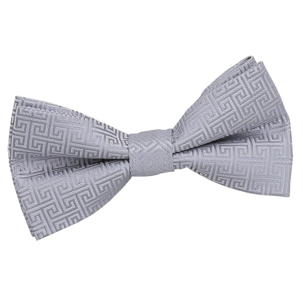 Silver Greek Key Pre Tied Bow Tie