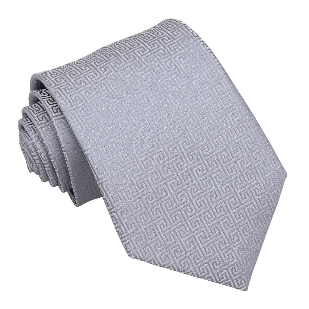 Silver Greek Key Classic Tie