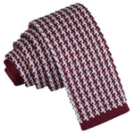 Houndstooth Knitted Skinny Tie - White and Navy - Well Dapper