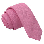 Chambray Cotton Skinny Tie - Coral - Well Dapper