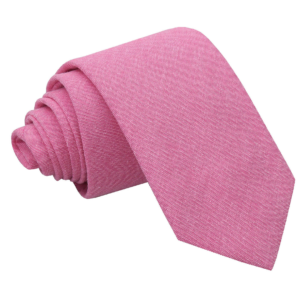 Amaranth Pink Chambray Cotton Slim Tie