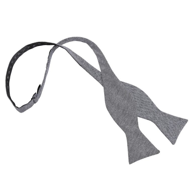 Charcoal Chambray Cotton Thistle Self Tie Bow Tie