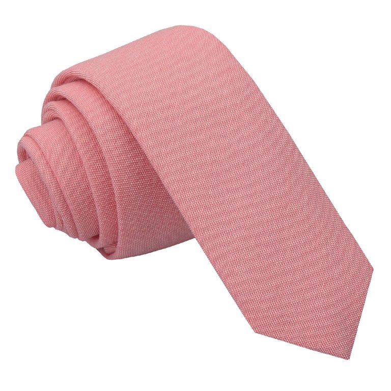 Chambray Cotton Skinny Tie - Amaranth Pink - Well Dapper