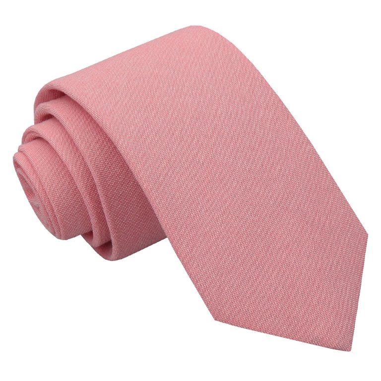 Chambray Cotton Slim Tie - Red - Well Dapper