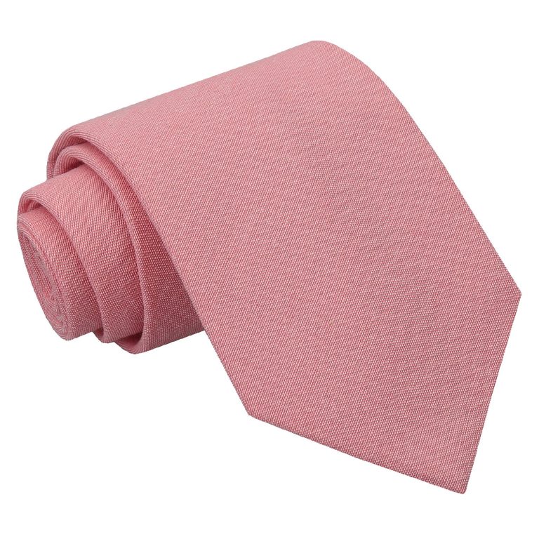 Chambray Cotton Classic Tie - Amaranth Pink - Well Dapper