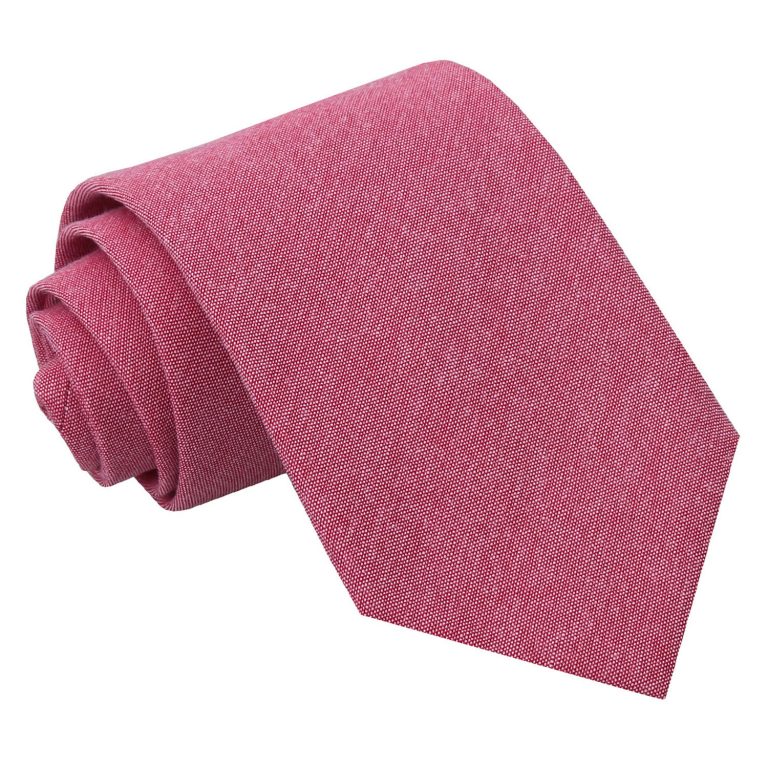 Chambray Cotton Classic Tie - Amaranth Pink - Well Dapper