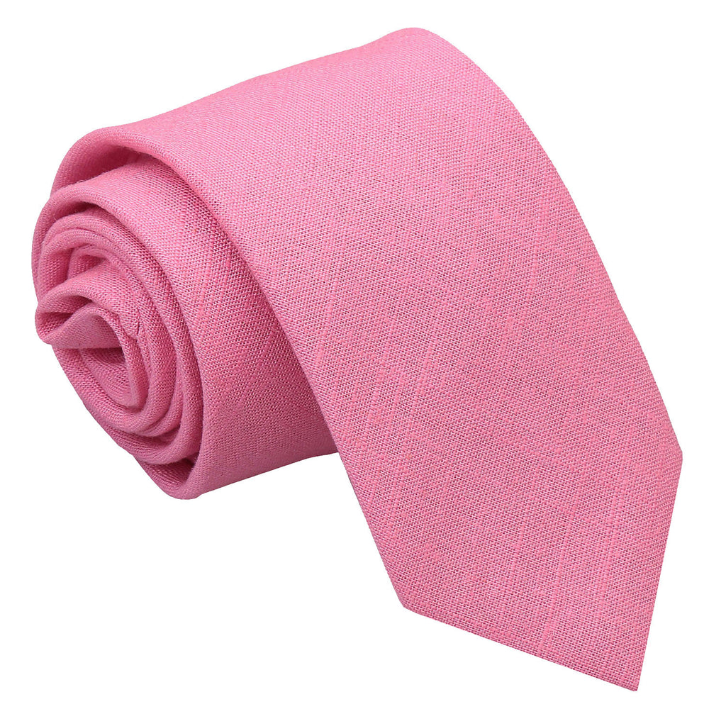 Carnation Pink Hopsack Linen Slim Tie