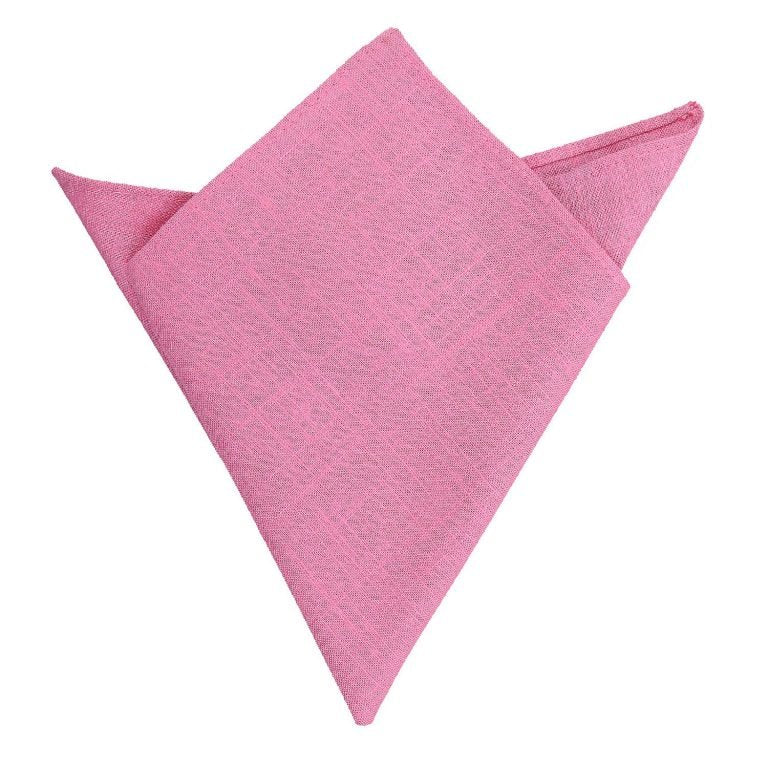 Carnation Pink Hopsack Linen Pocket Square