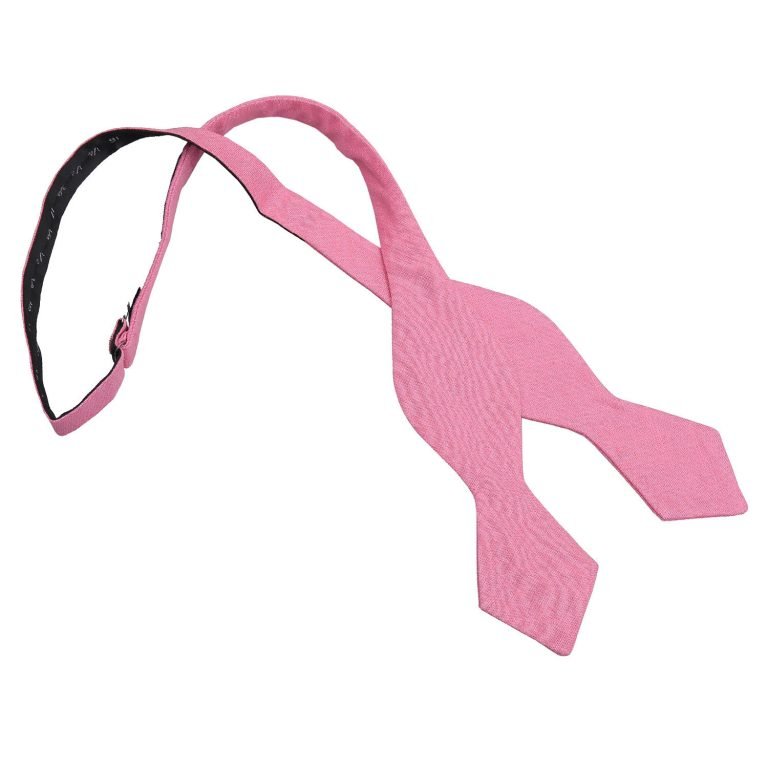 Carnation Pink Hopsack Linen Pointed Self Tie Bow Tie