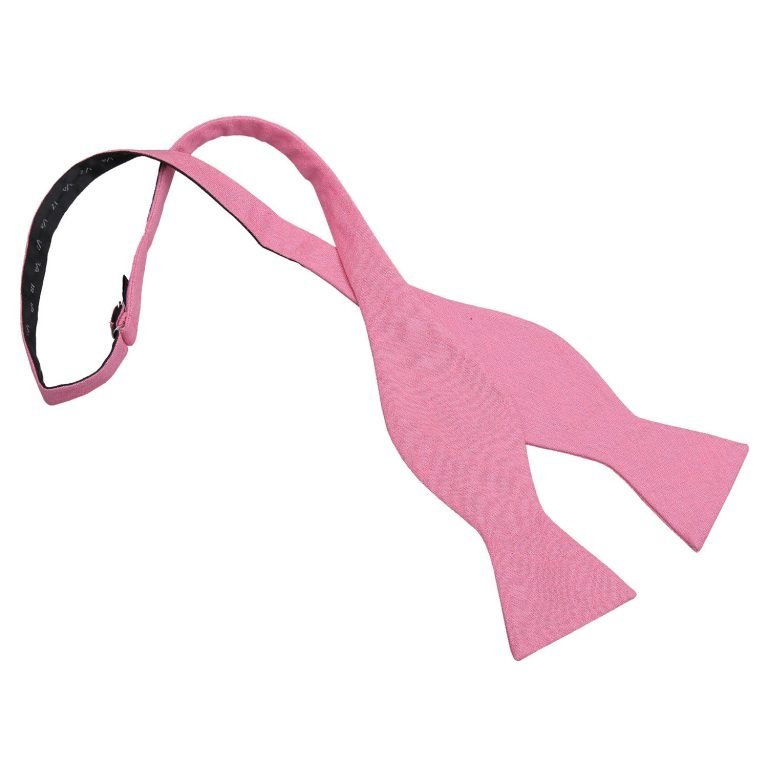 Carnation Pink Hopsack Linen Thistle Self Tie Bow Tie