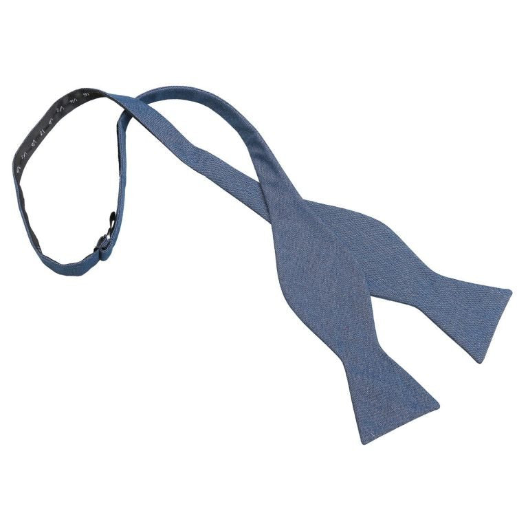 Dark Blue Hopsack Linen Thistle Self Tie Bow Tie